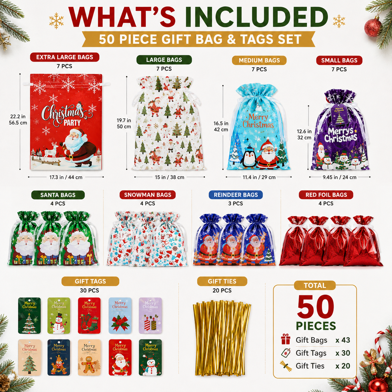 Bundle & Bow™ Christmas Gift Bag Set